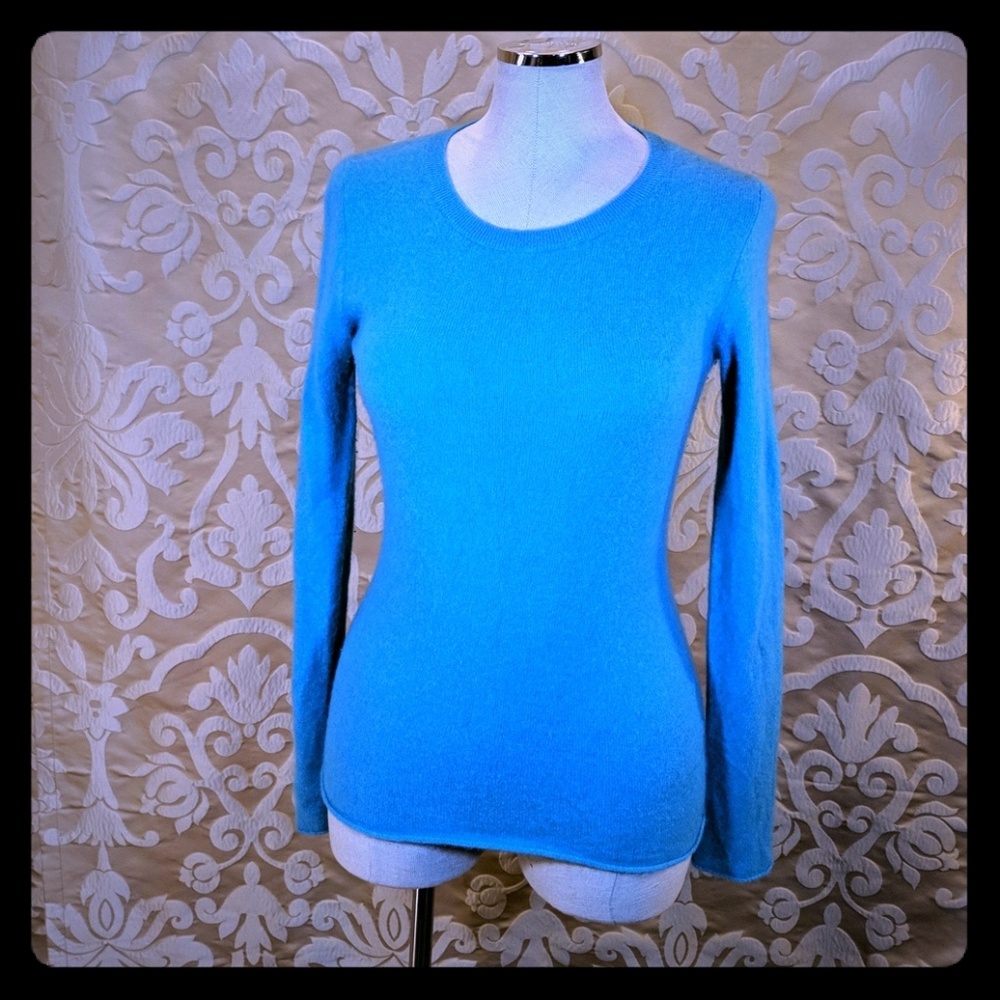 ON scoop neck cashmere knit sweater aqua long S